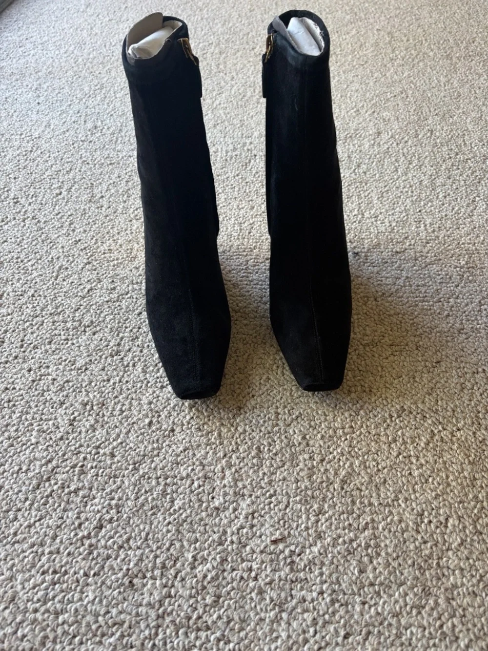 Tory Burch Patos Wedge Boots 10.5 NIB Black Suede Gold Heel Designer Luxury